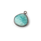 15mm Black Gold .925 Bezel Amazonite Plain Heart Pendant 1 Focal Bead - Beadsofcambay.com