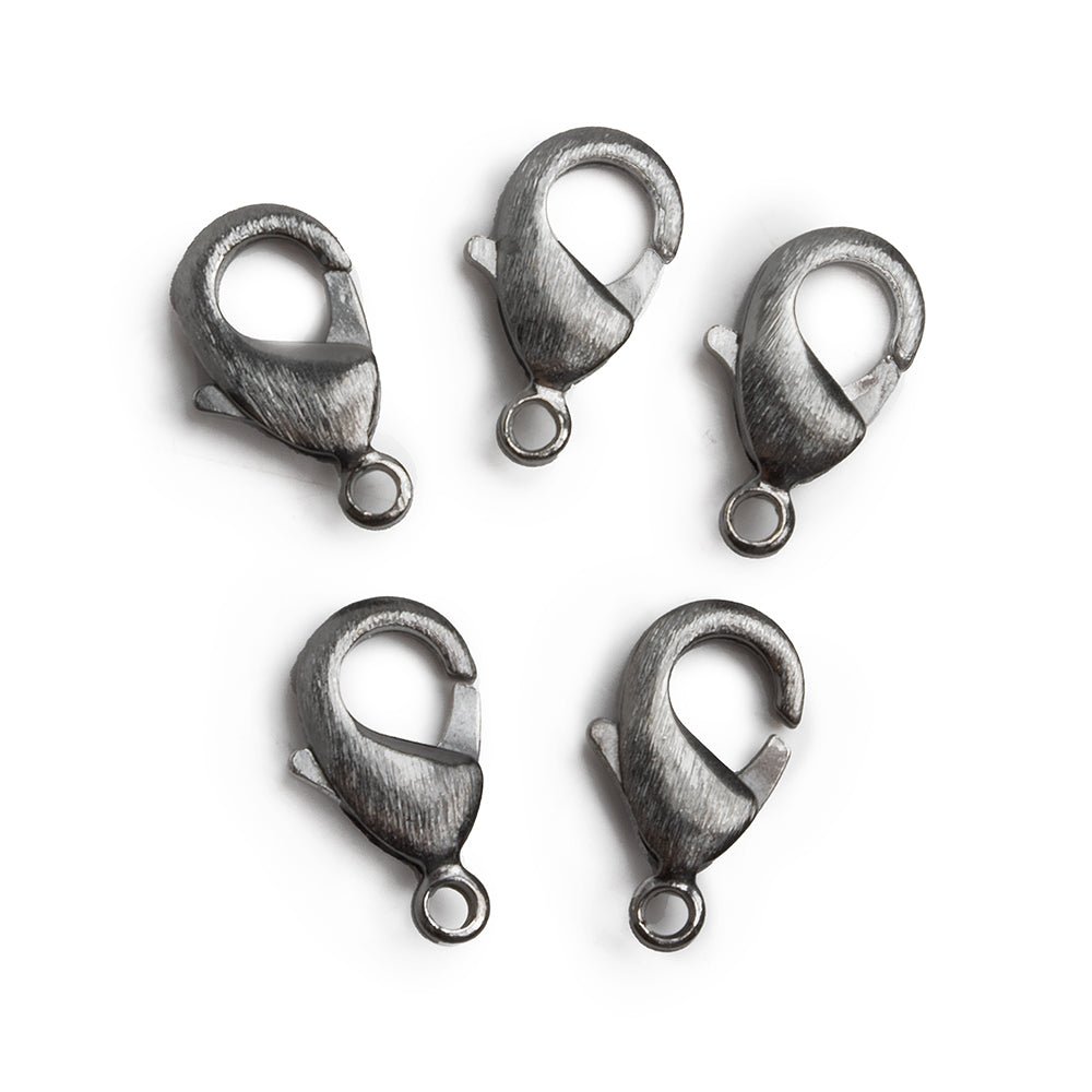 15mm Black Gold plated Brushed Lobster Clasp Set of 5 - Beadsofcambay.com