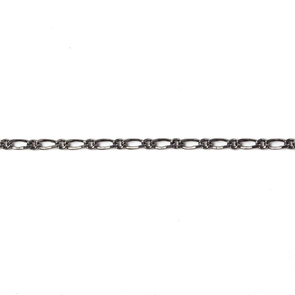 1.5mm Black Gold plated Figaro Link Chain by the Foot - Beadsofcambay.com