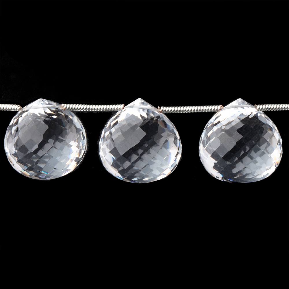 15mm Crystal Quartz Faceted Candy Kiss Beads 7 inch 11 pieces - Beadsofcambay.com