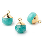 15mm Gold Leafed Amazonite Faceted Candy Kiss Focal Bead 1 piece - Beadsofcambay.com