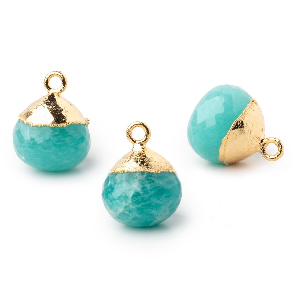 15mm Gold Leafed Amazonite Faceted Candy Kiss Focal Bead 1 piece - Beadsofcambay.com