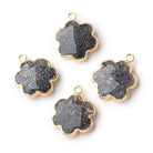 15mm Gold Leafed Celestial Quartz Faceted Flower Focal Pendant 1 piece - Beadsofcambay.com