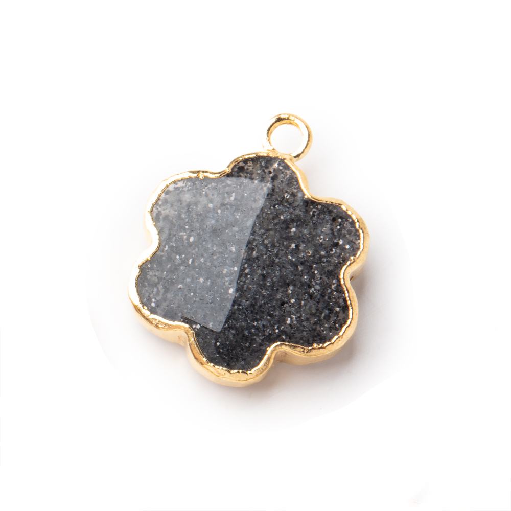 15mm Gold Leafed Celestial Quartz Faceted Flower Focal Pendant 1 piece - Beadsofcambay.com