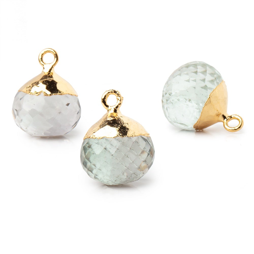 15mm Gold Leafed Prasiolite Faceted Candy Kiss Focal Bead 1 piece - Beadsofcambay.com
