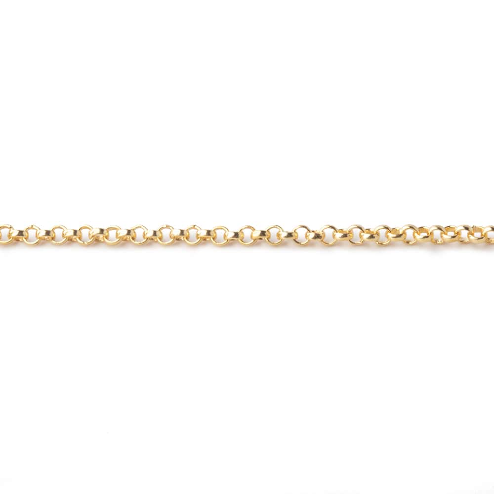 1.5mm Gold plated Rolo Link Chain by the Foot - Beadsofcambay.com