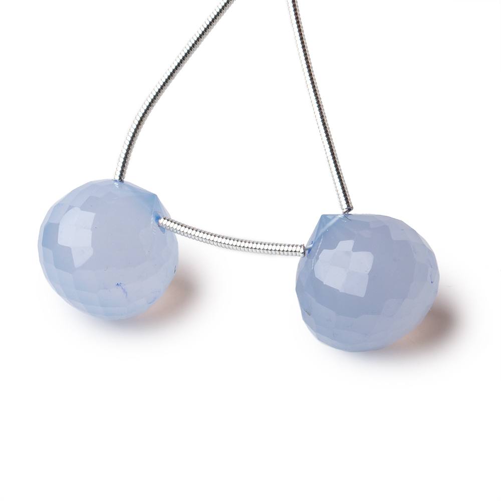 15mm Natural Blue Chalcedony Faceted Candy Kiss Focal Beads Set of 2 pieces - Beadsofcambay.com