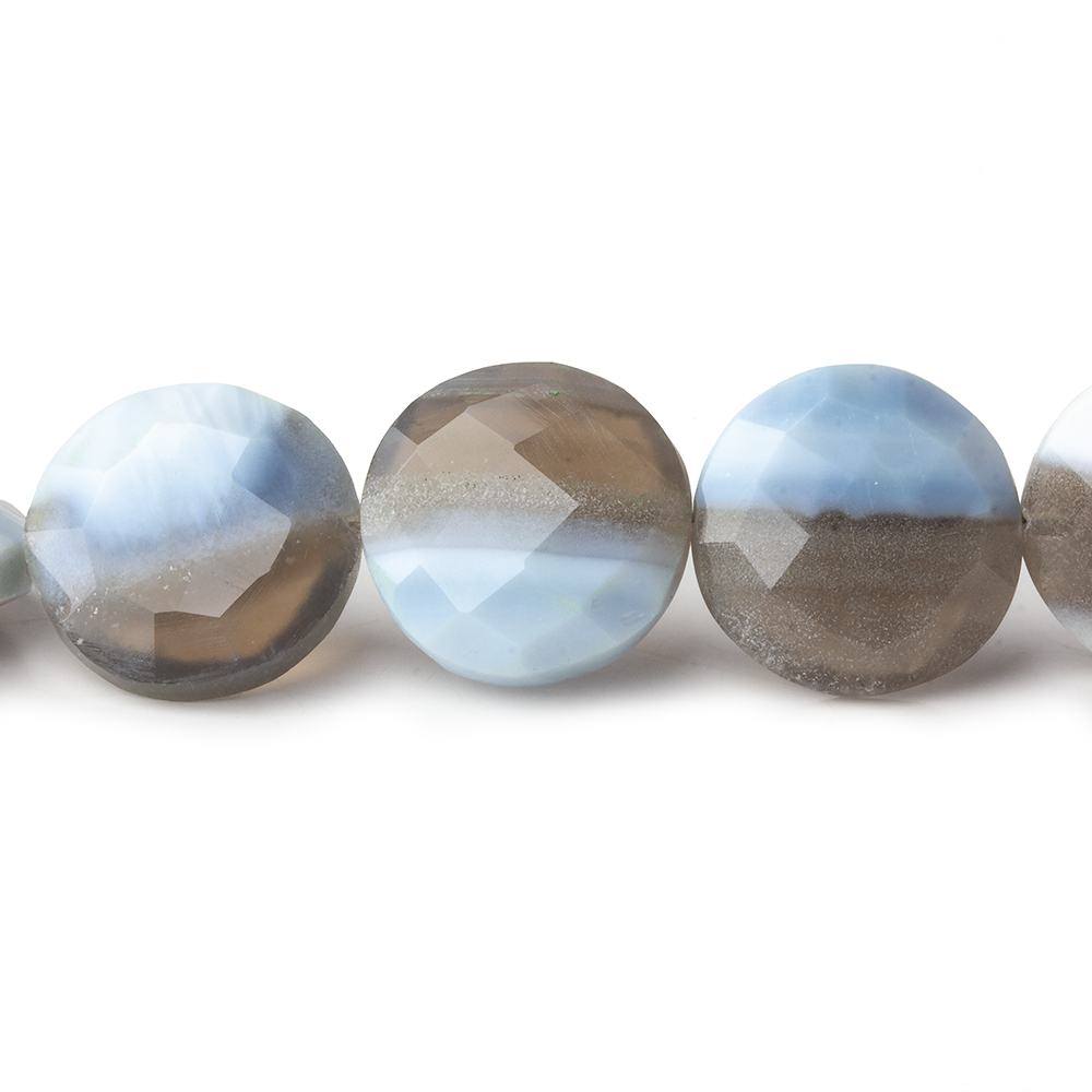 15mm Owyhee Natural Blue Opal faceted coins 8 inch 13 beads A - Beadsofcambay.com