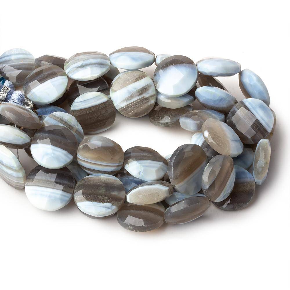 15mm Owyhee Natural Blue Opal faceted coins 8 inch 13 beads A - Beadsofcambay.com