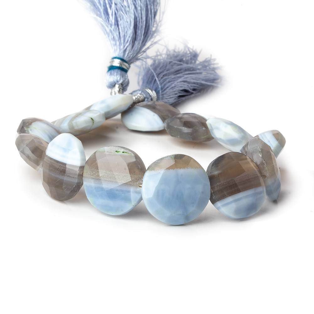 15mm Owyhee Natural Blue Opal faceted coins 8 inch 13 beads A - Beadsofcambay.com