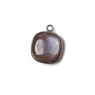 15mm Black Gold Bezel Chocolate Moonstone plain square pendant 1 bead - Beadsofcambay.com