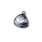 15mm Oxidized Silver Bezel Dendritic Opal plain triangle Pendant 1 focal bead - Beadsofcambay.com