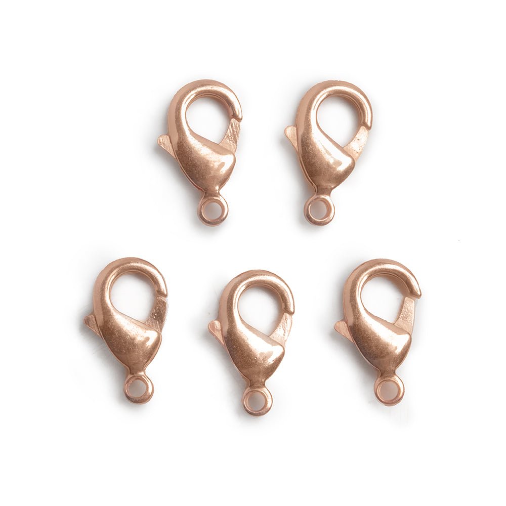 15mm Rose Gold plated Lobster Clasp Set of 5 - Beadsofcambay.com