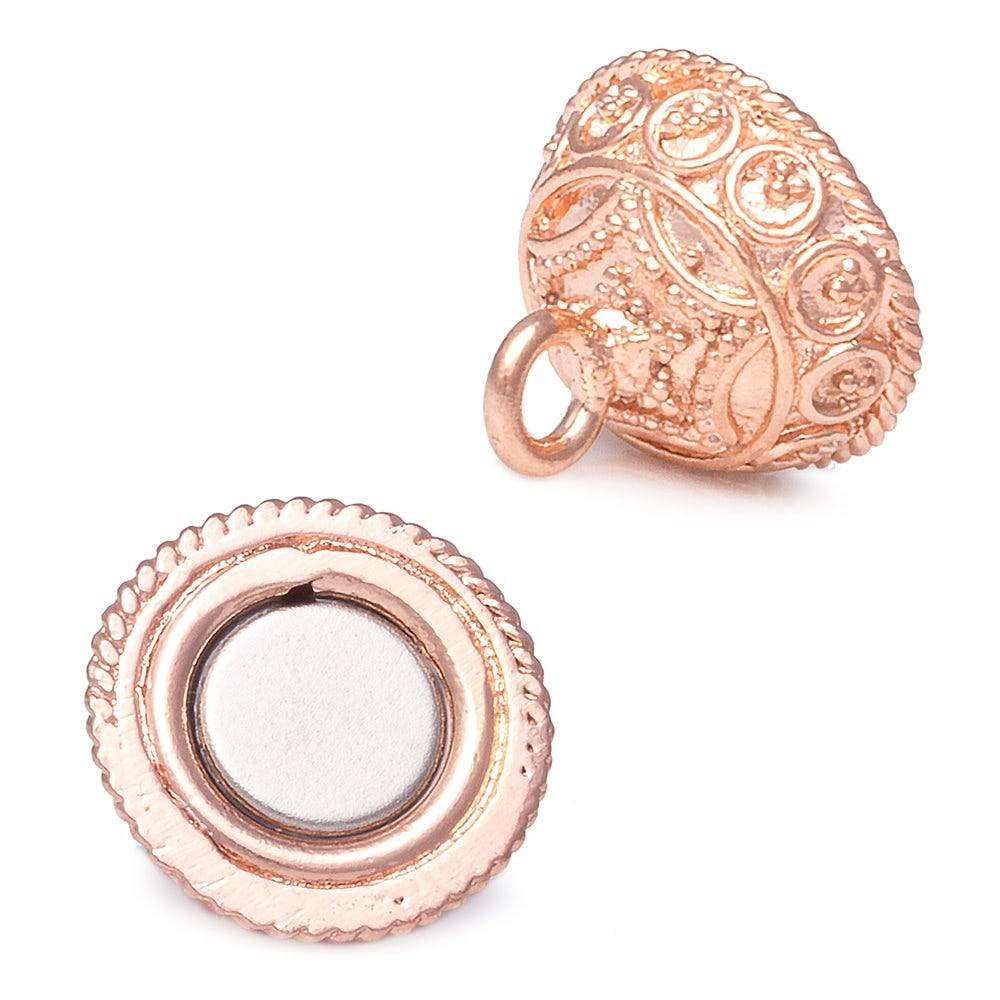 15mm Rose Gold plated Circle Deign Magnetic Clasp 1 piece - BeadsaofCambay.com 