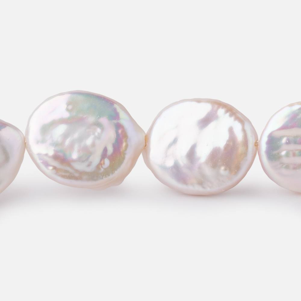 15mm Rosé White Coin Freshwater Pearls 15.5 inch 23 pieces - Beadsofcambay.com