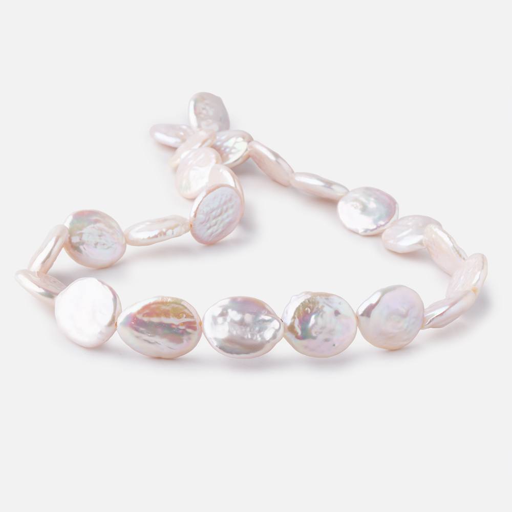 15mm Rosé White Coin Freshwater Pearls 15.5 inch 23 pieces - Beadsofcambay.com