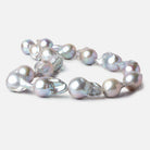 15mm Silver Ultra Baroque Freshwater Pearls 16 inch 16 pcs .8mm drill hole AAA - Beadsofcambay.com