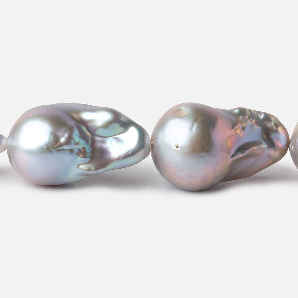 15mm Silver Ultra Baroque Freshwater Pearls 16 inch 16 pcs .8mm drill hole AAA - Beadsofcambay.com