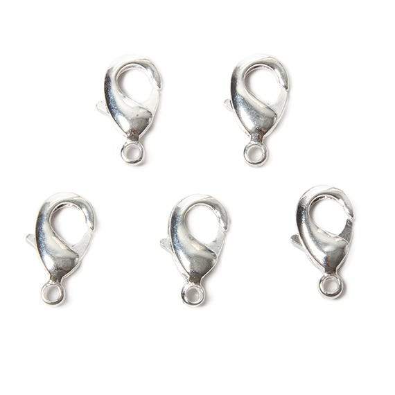 15mm Sterling Silver plated Lobster Clasp Set of 5 - Beadsofcambay.com