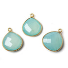 15mm Vermeil Bezel Aqua Chalcedony Heart Focal Pendant 1 piece - Beadsofcambay.com