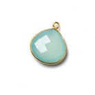 15mm Vermeil Bezel Aqua Chalcedony Heart Focal Pendant 1 piece - Beadsofcambay.com