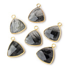 15mm Vermeil Bezel Moss Quartz Faceted Triangle Pendant 1 Focal Piece - Beadsofcambay.com