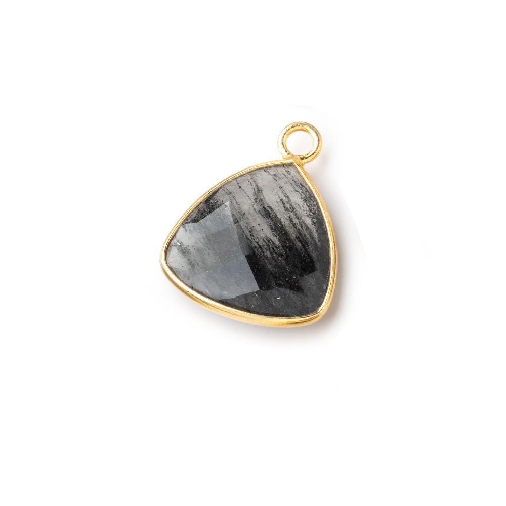 15mm Vermeil Bezel Moss Quartz Faceted Triangle Pendant 1 Focal Piece - Beadsofcambay.com