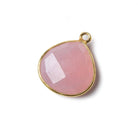 15mm Vermeil Bezel Petal Pink Chalcedony Heart Focal Pendant 1 piece - Beadsofcambay.com