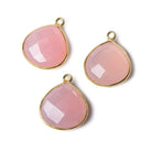 15mm Vermeil Bezel Petal Pink Chalcedony Heart Focal Pendant 1 piece - Beadsofcambay.com