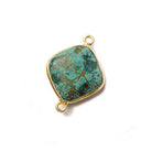 15mm Vermeil Bezeled Chrysocolla plain pillow Focal Connector 1 piece - Beadsofcambay.com