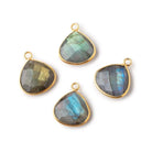 15mm Vermeil Bezeled Labradorite Faceted Heart Pendant 1 piece - Beadsofcambay.com