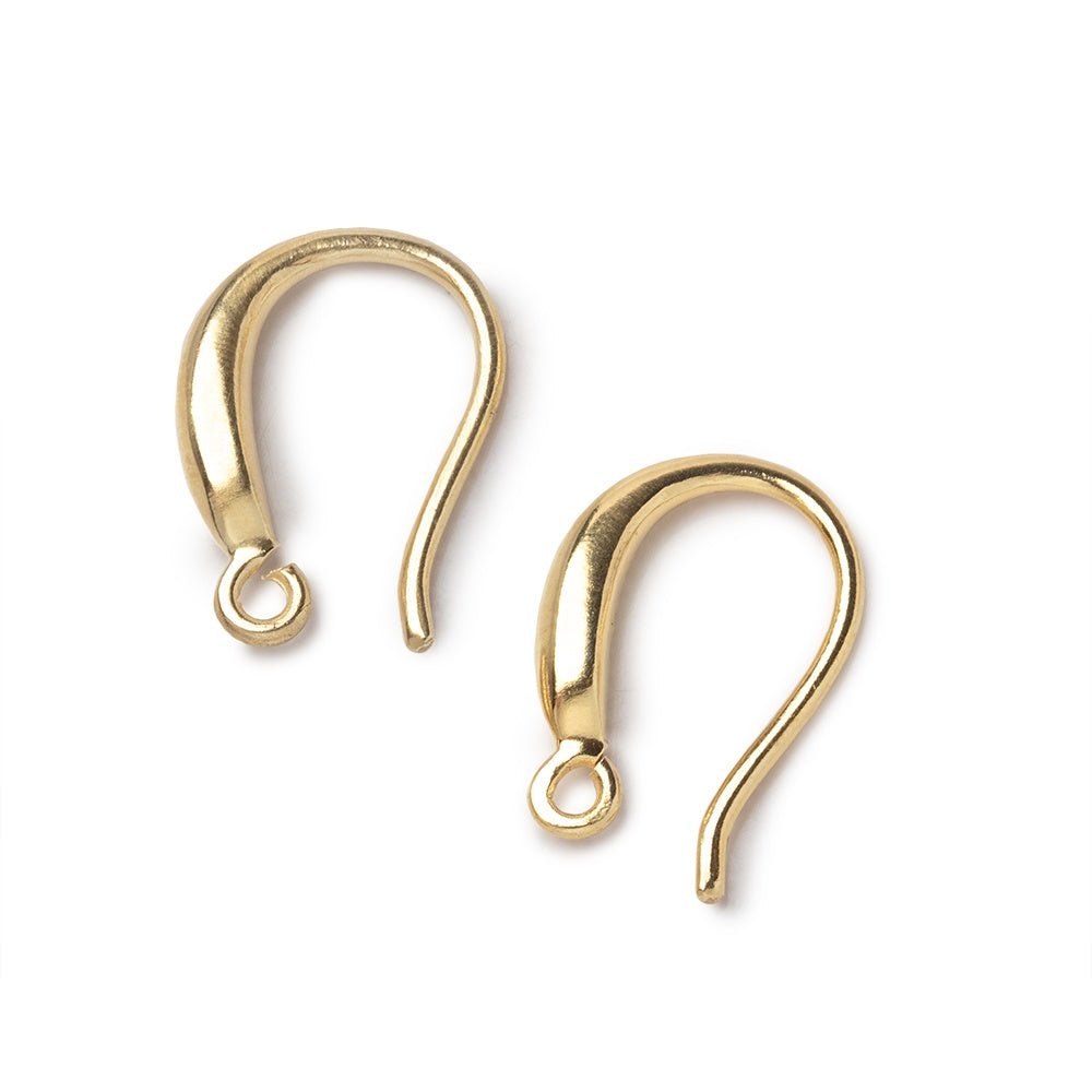 15mm Vermeil Earwire with a Satin Finish Set of 2 pieces - Beadsofcambay.com
