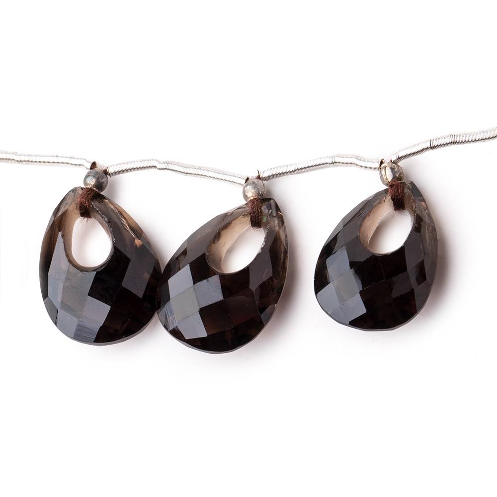 15x10-16x11mm Smoky Quartz Center Void Faceted Pears 7 inch 13 Beads - Beadsofcambay.com