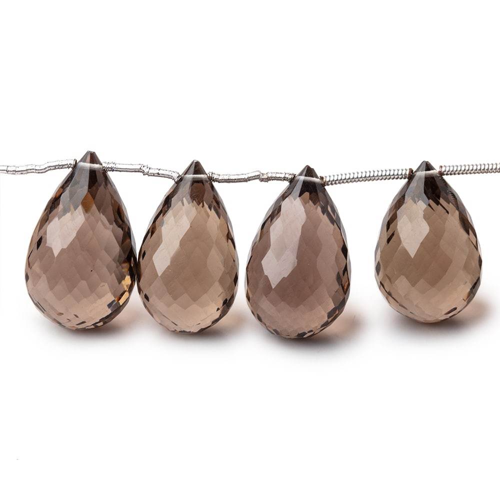 15x10-20x12mm Smoky Quartz Faceted Tear Drop Beads 8 inch 14 pieces - Beadsofcambay.com