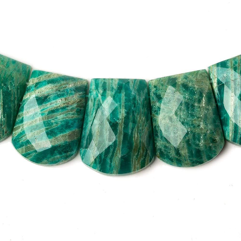 15x10-20x15mm Russian Amazonite double drilled faceted fancy shape collar 35 beads - Beadsofcambay.com