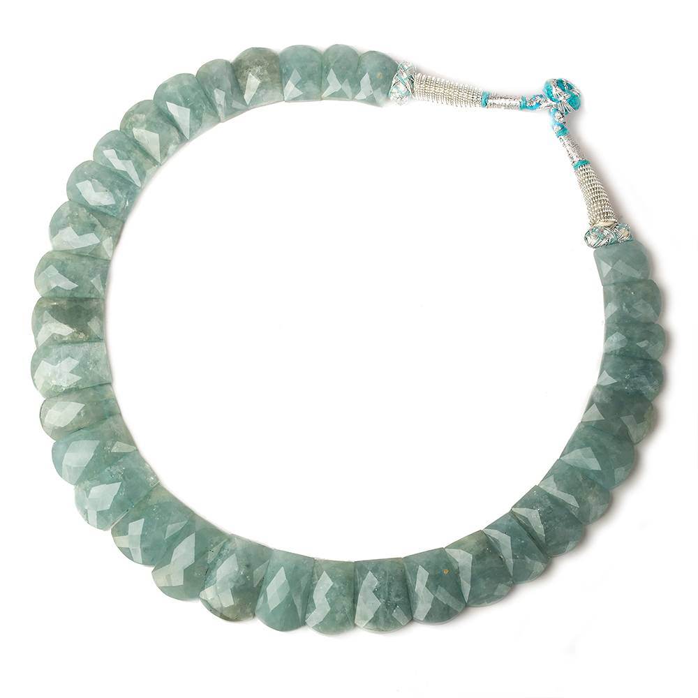 15x10-21x14mm Milky Aquamarine double drilled faceted fancy shape collar 33 beads - Beadsofcambay.com