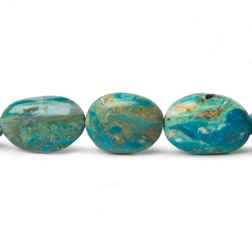 15x10-25x17mm Peruvian Blue Opal with Matrix plain oval nugget beads 18 inch 23 pcs A - Beadsofcambay.com