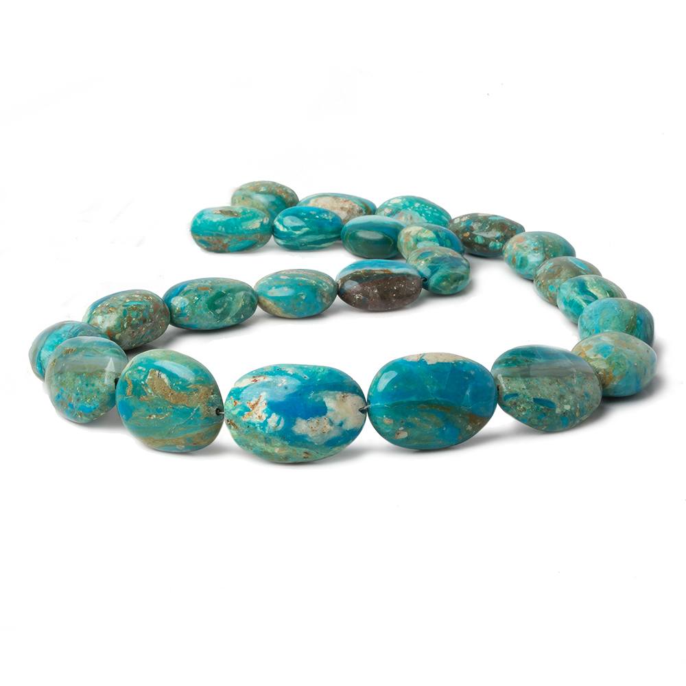 15x10-25x17mm Peruvian Blue Opal with Matrix plain oval nugget beads 18 inch 23 pcs A - Beadsofcambay.com