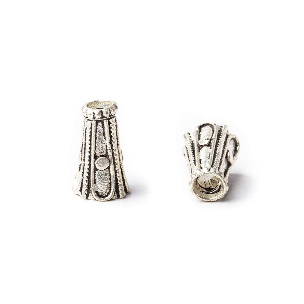15x10mm Antiqued Sterling Silver Cone 7mm Id 1 piece - Beadsofcambay.com