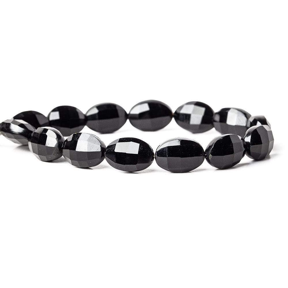 15x10mm Black Onyx straight drilled faceted oval beads 8 inch 14 pieces AAA - Beadsofcambay.com