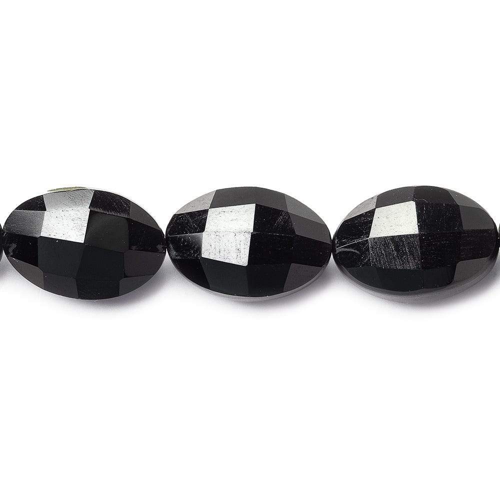 15x10mm Black Onyx straight drilled faceted oval beads 8 inch 14 pieces AAA - Beadsofcambay.com