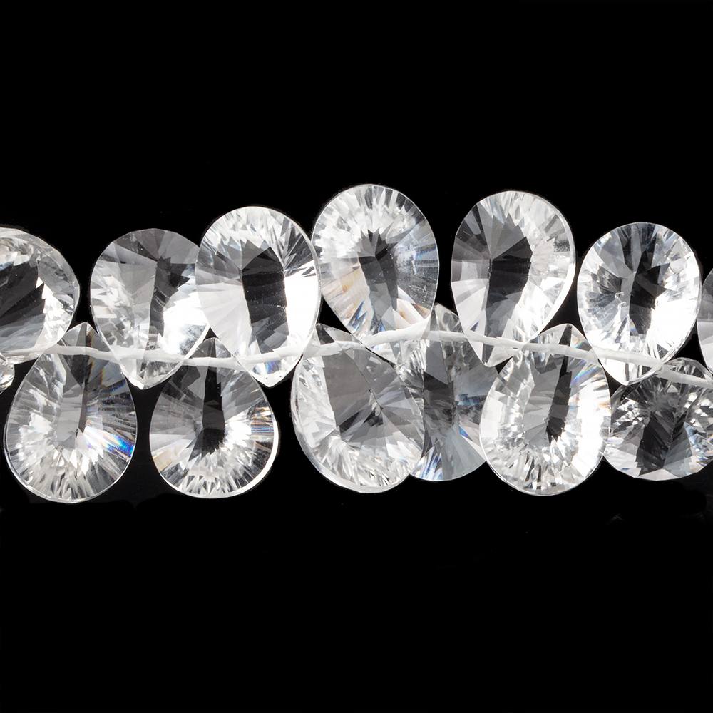 15x10mm Crystal Quartz Double Pavilion Faceted Pear Beads 8 inch 39 pieces - Beadsofcambay.com