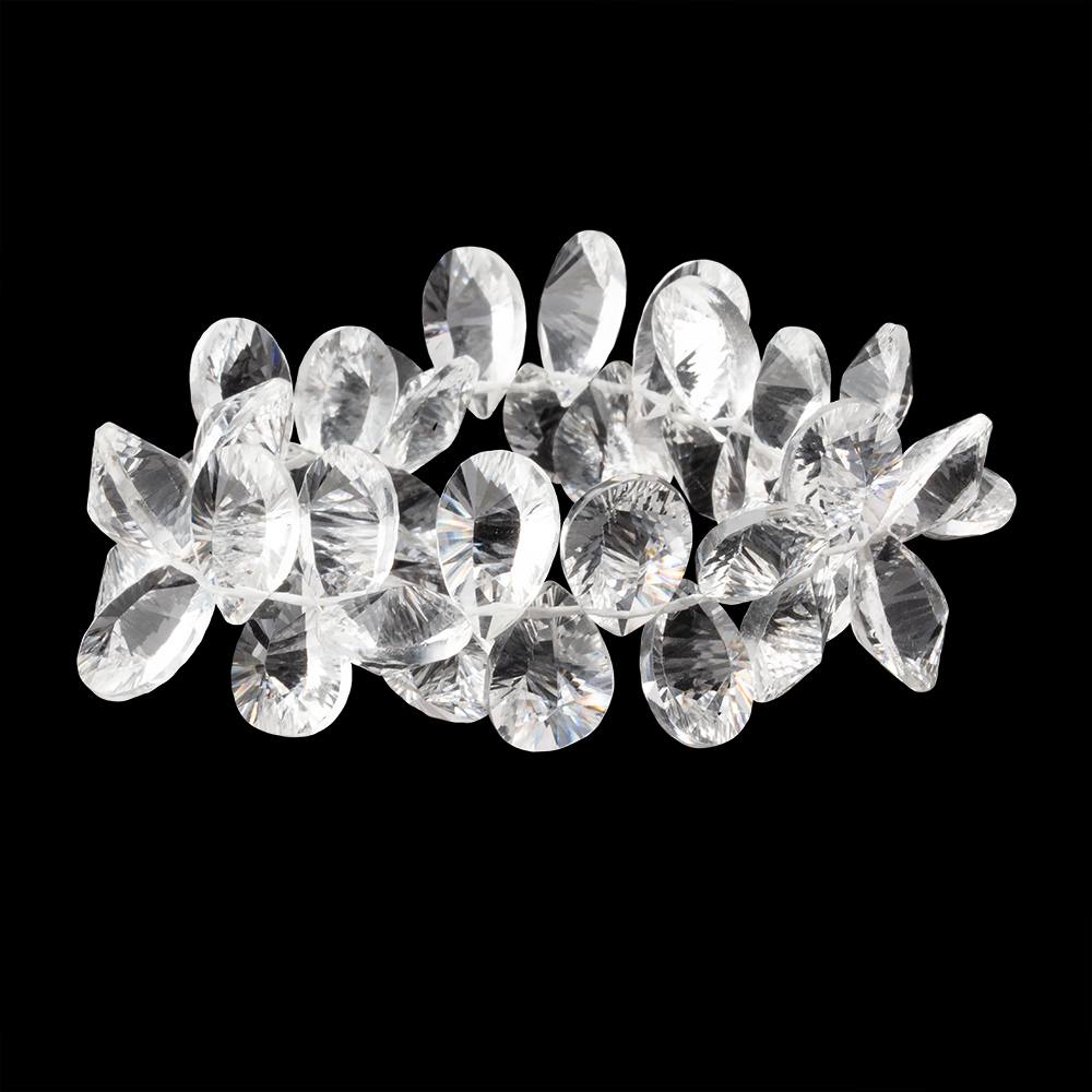 15x10mm Crystal Quartz Double Pavilion Faceted Pear Beads 8 inch 39 pieces - Beadsofcambay.com