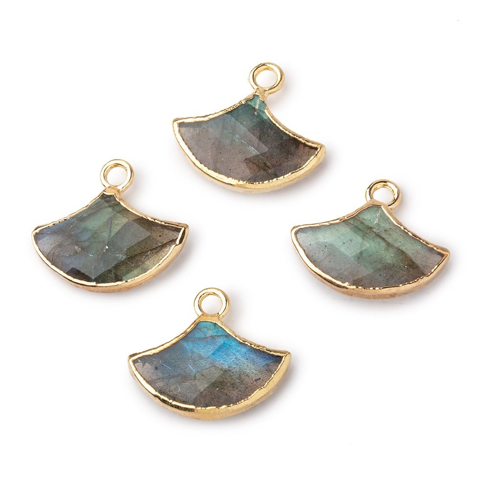 15x10mm Gold Leafed Labradorite Faceted Fan Focal Pendant 1 piece - Beadsofcambay.com