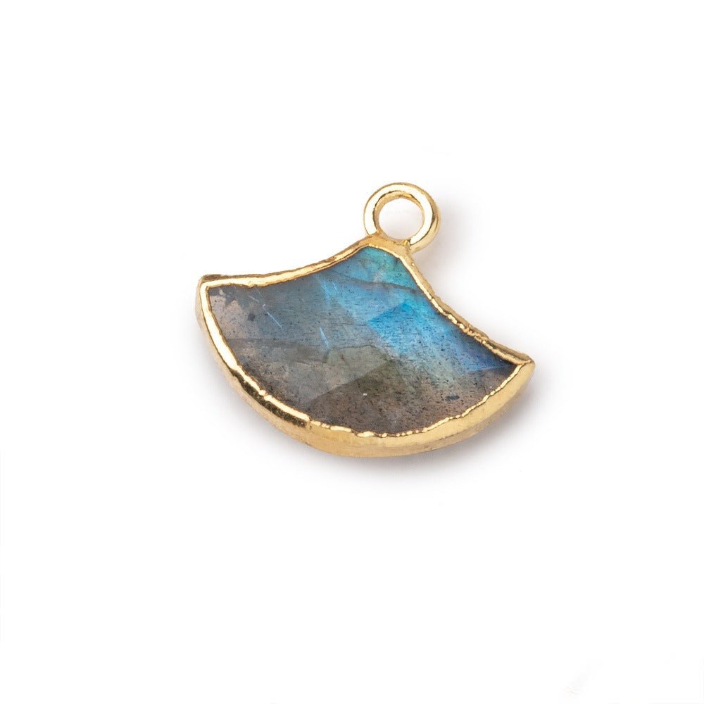 15x10mm Gold Leafed Labradorite Faceted Fan Focal Pendant 1 piece - Beadsofcambay.com