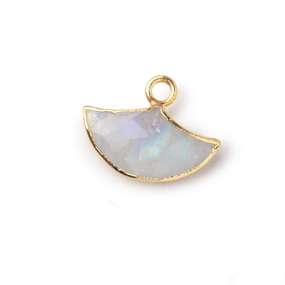 15x10mm Gold Leafed Rainbow Moonstone Faceted Fan Focal Pendant 1 piece - Beadsofcambay.com