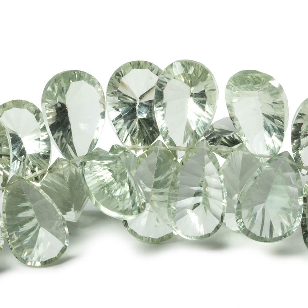 15x10x7-20x12x8mm Prasiolite Pear Pavilion Faceted Briolette Beads 49 pieces - Beadsofcambay.com