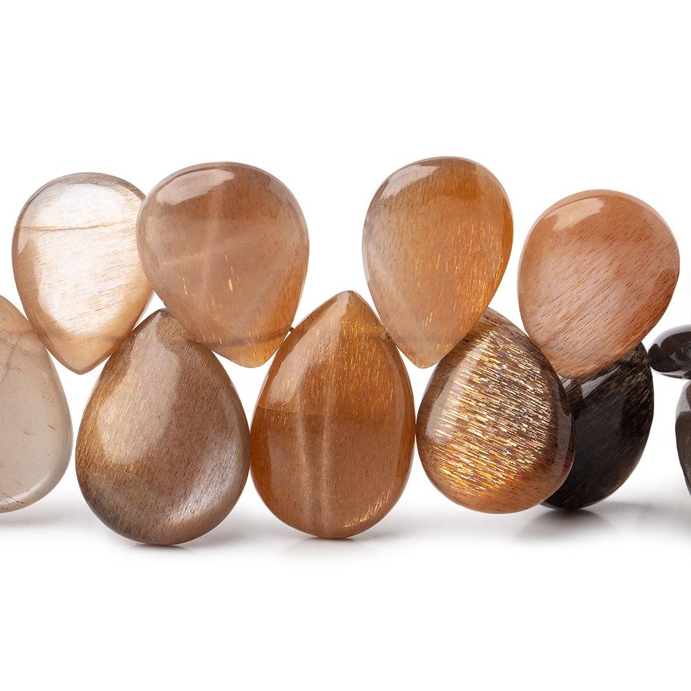 15x11-20x13mm Sunstone & Moonstone Plain Pear Beads 8.5 inch 36 pieces - Beadsofcambay.com