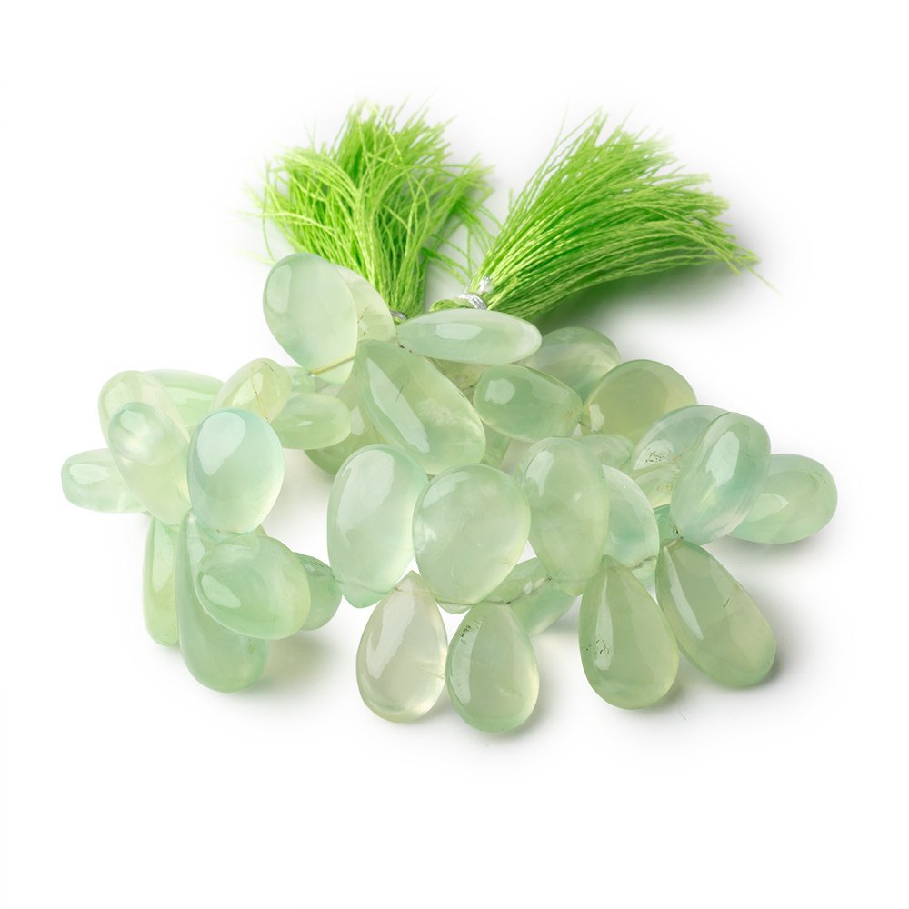 15x11-20x15mm Prehnite Plain Pear Beads 7.5 inch 40 pieces - Beadsofcambay.com