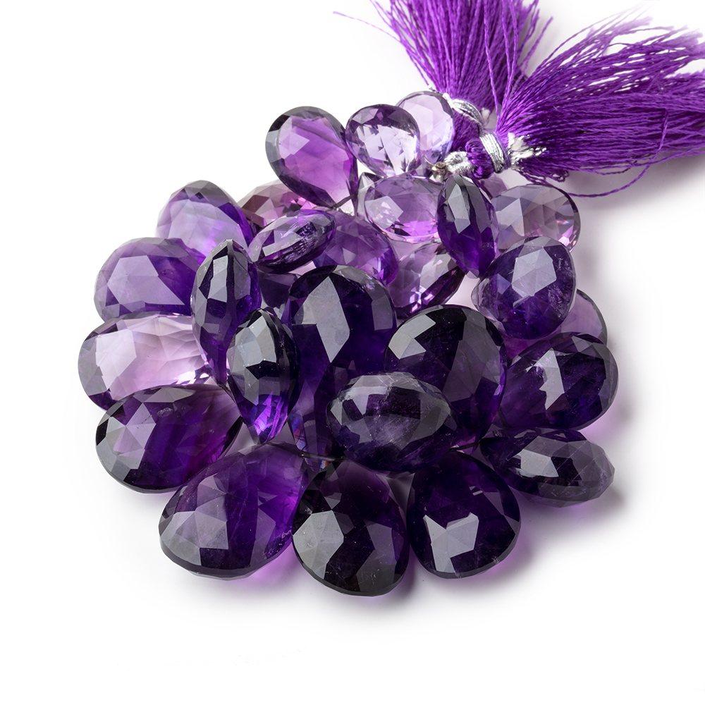 15x11-30x18mm Amethyst Faceted Pear Beads 6 inch 28 pieces AAA - Beadsofcambay.com